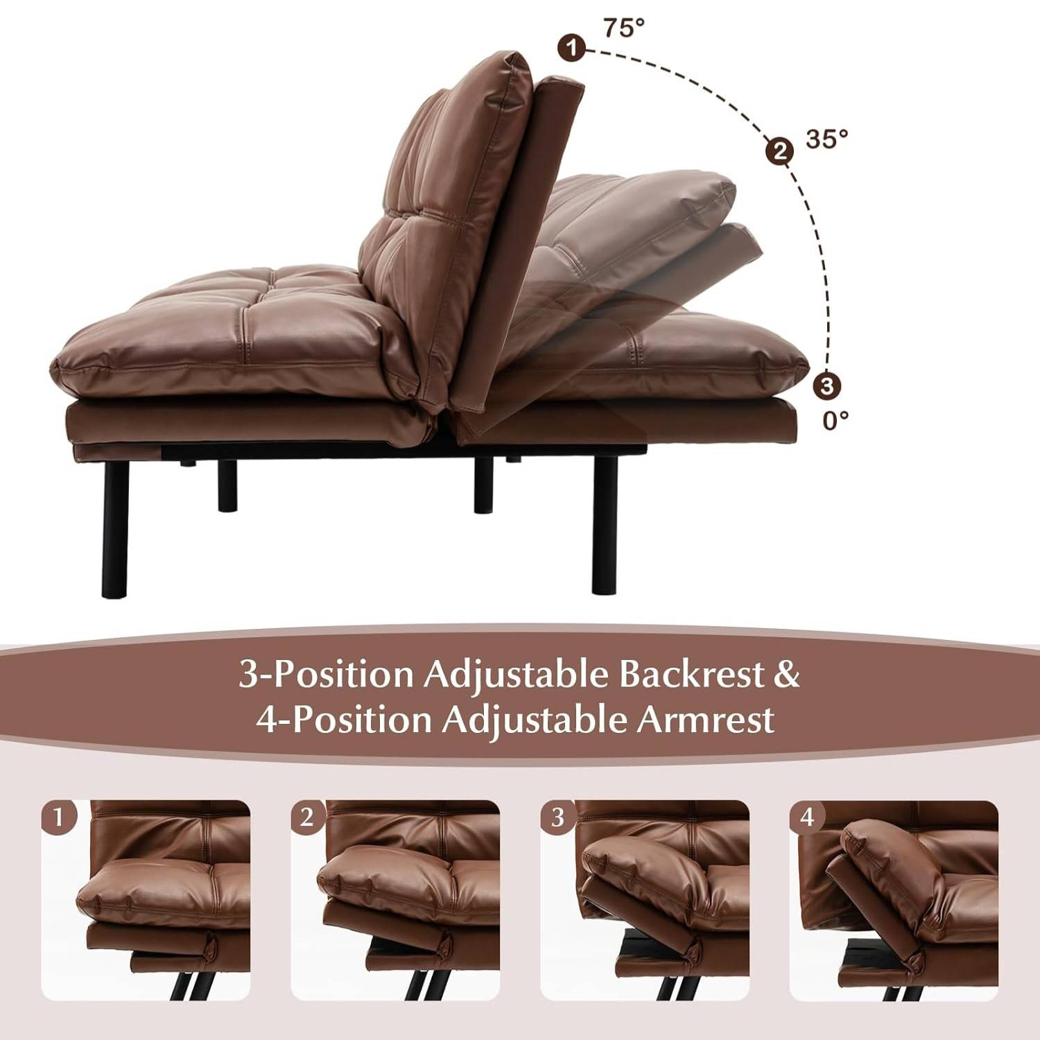 Futon Sofa Bed - Black