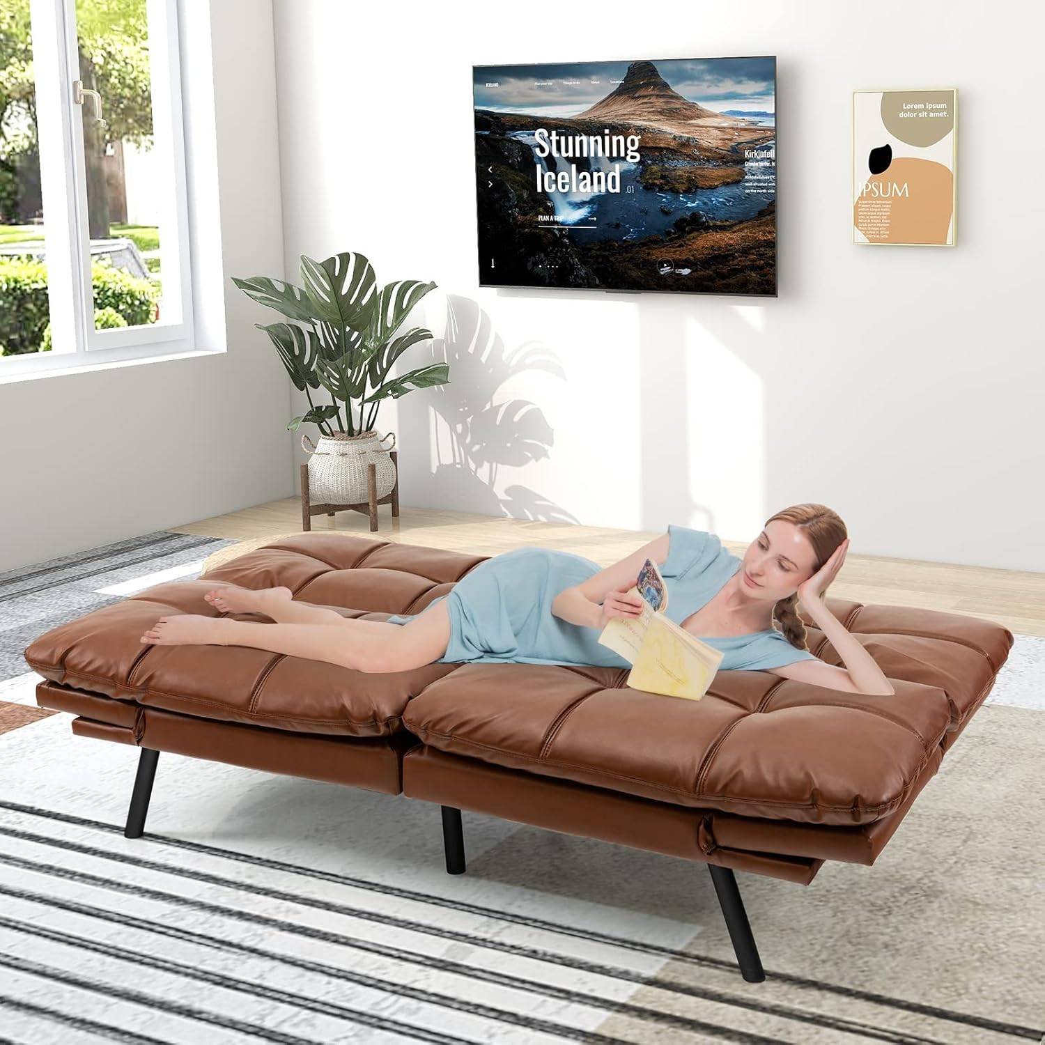 Futon Sofa Bed - Black: image 6