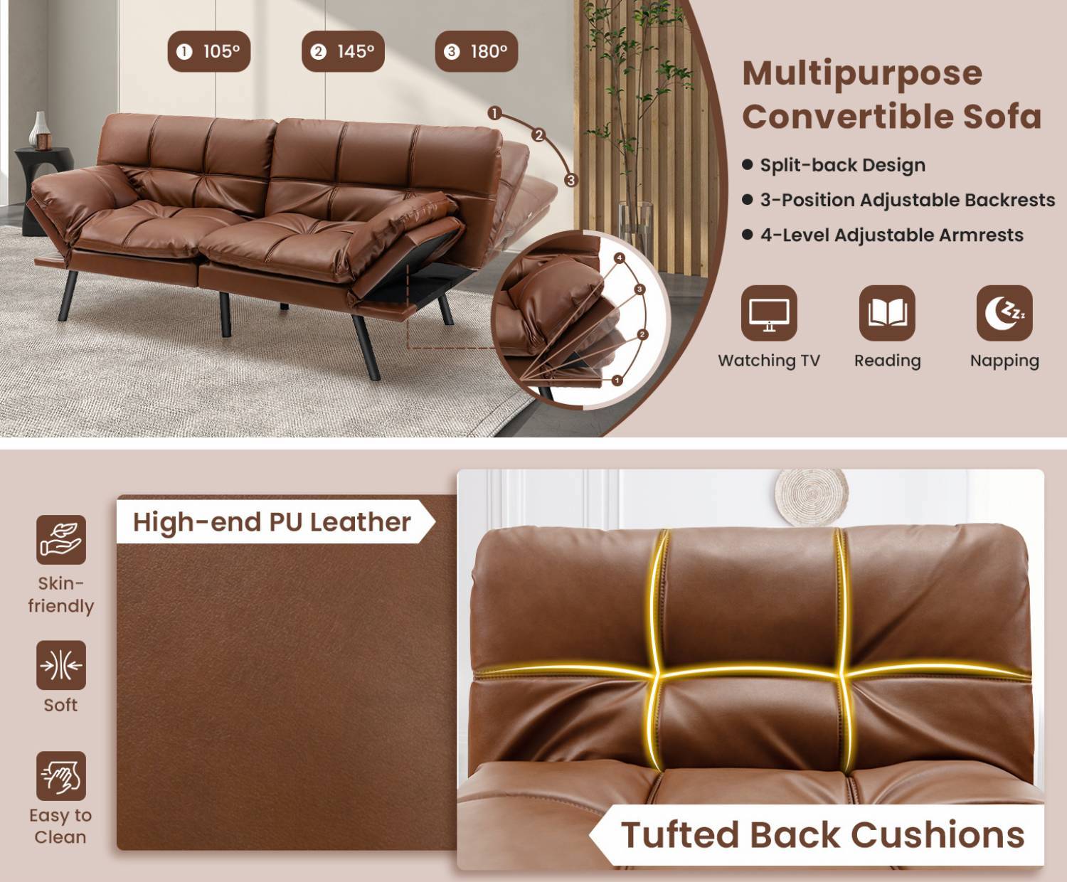 Futon Sofa Bed - Black: image 8