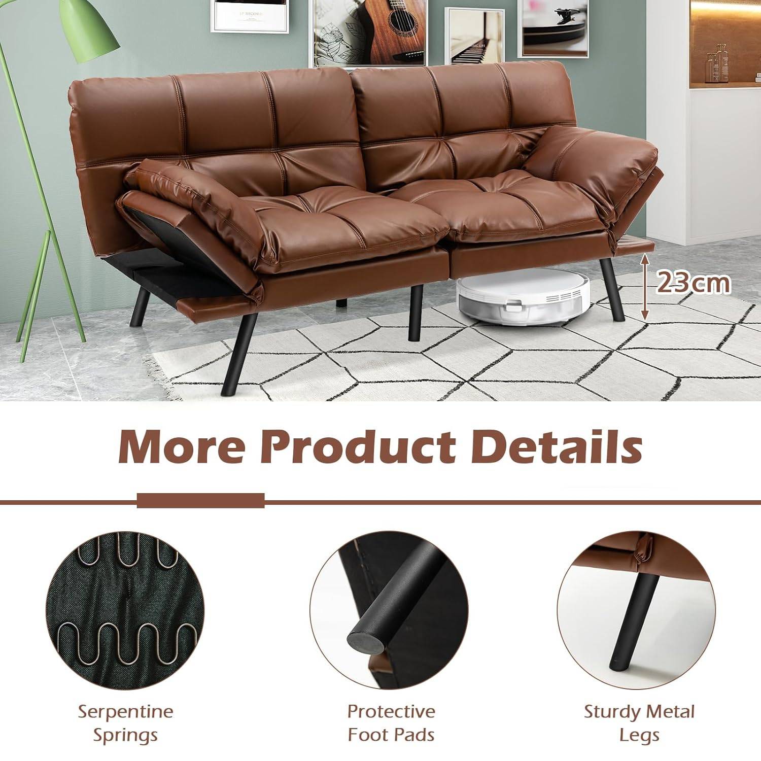 Futon Sofa Bed - Black: image 11