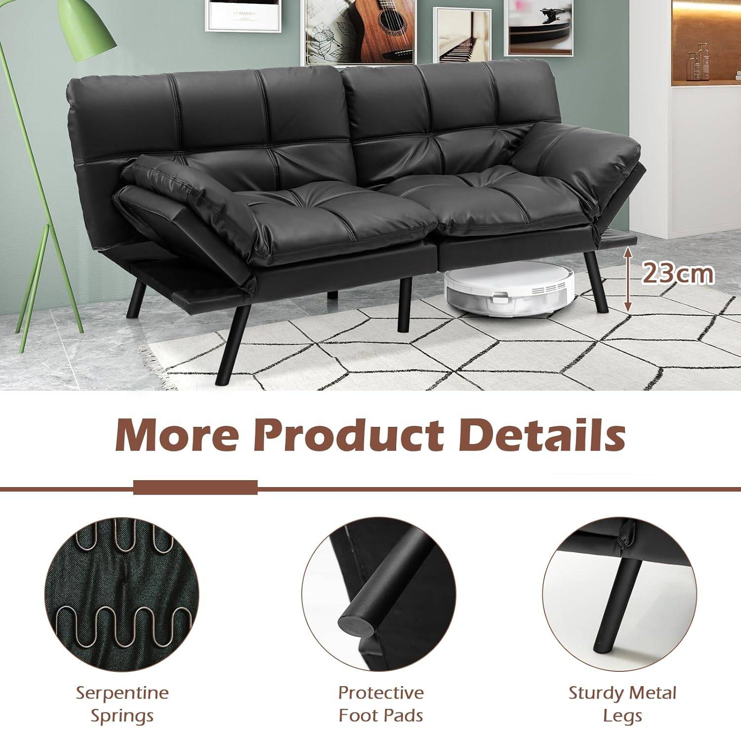Futon Sofa Bed - Black: image 14