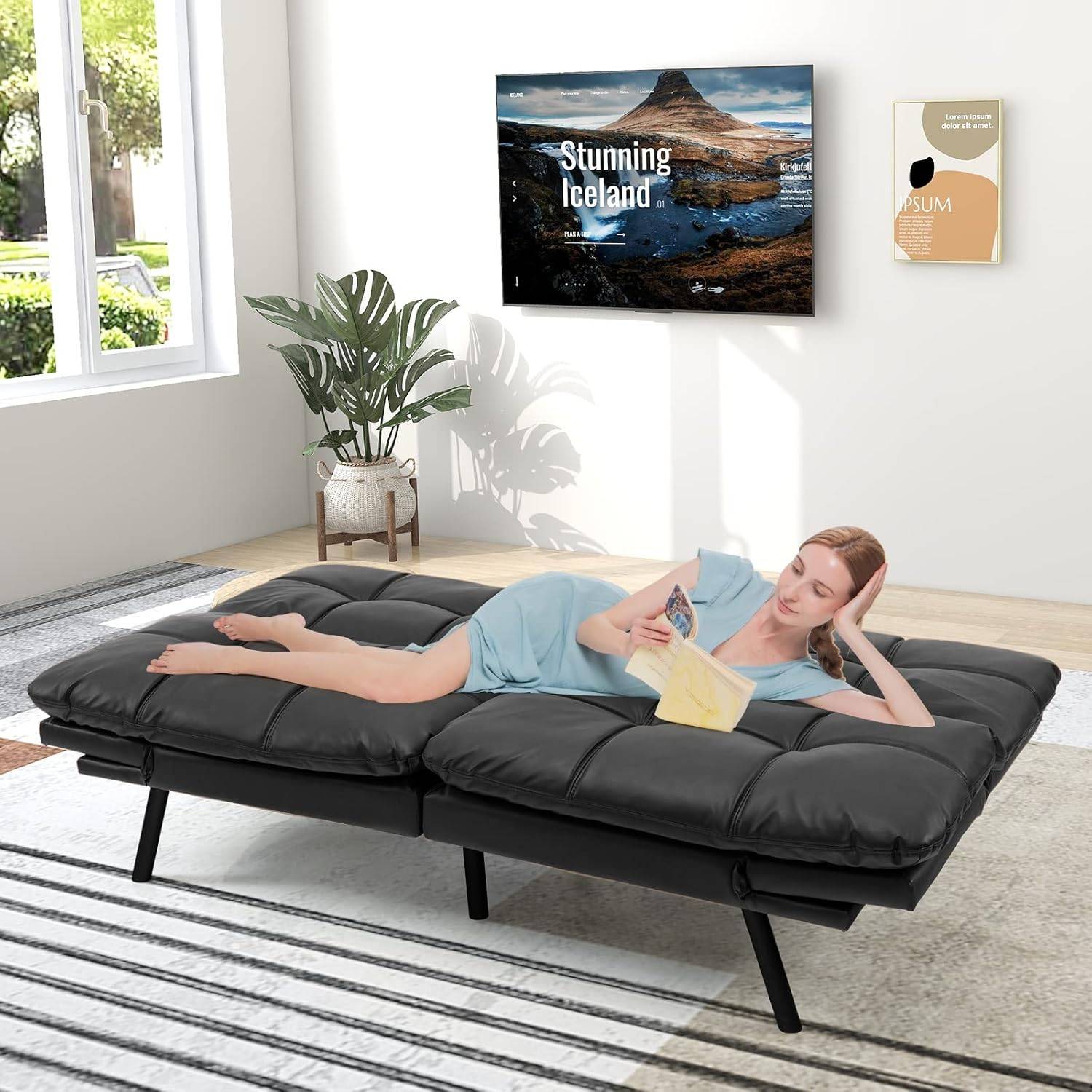 Futon Sofa Bed - Black: image 20